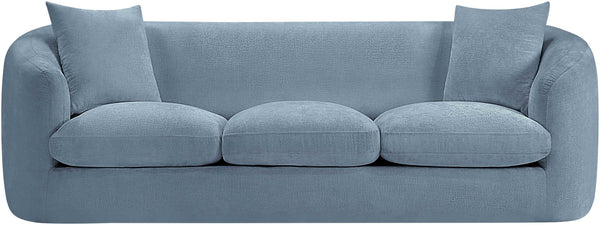 Meridian Furniture Penelope Three Seat Chenille Sofa with Solid Wood Frame for Modern Living Room Comfort Light Blue 44073LtBlu-S