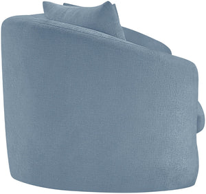 Meridian Furniture Penelope Three Seat Chenille Sofa with Solid Wood Frame for Modern Living Room Comfort Light Blue 44073LtBlu-S