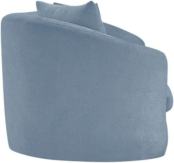 Meridian Furniture Penelope Three Seat Chenille Sofa with Solid Wood Frame for Modern Living Room Comfort Light Blue 44073LtBlu-S