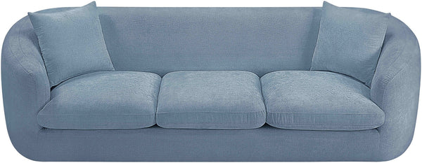 Meridian Furniture Penelope Three Seat Chenille Sofa with Solid Wood Frame for Modern Living Room Comfort Light Blue 44073LtBlu-S