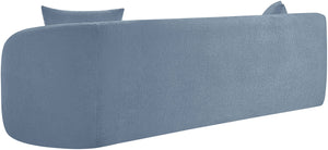 Meridian Furniture Penelope Three Seat Chenille Sofa with Solid Wood Frame for Modern Living Room Comfort Light Blue 44073LtBlu-S