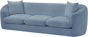 Meridian Furniture Penelope Three Seat Chenille Sofa with Solid Wood Frame for Modern Living Room Comfort Light Blue 44073LtBlu-S