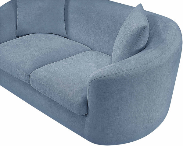 Meridian Furniture Penelope Three Seat Chenille Sofa with Solid Wood Frame for Modern Living Room Comfort Light Blue 44073LtBlu-S
