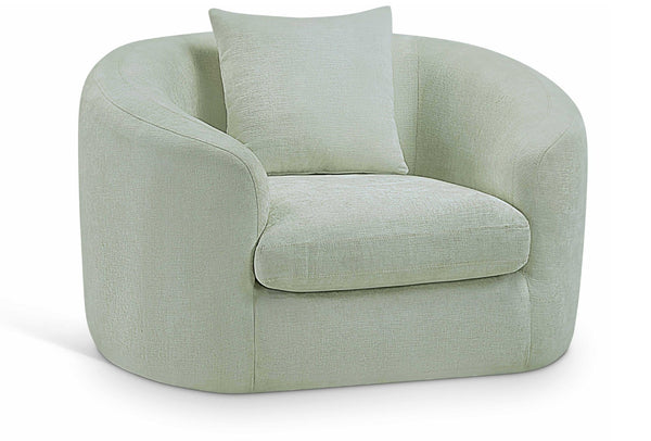 Meridian Furniture Penelope Plush Chenille Accent Chair with Throw Pillows and Solid Wood Frame for Living Rooms Mint 44073Mint-C