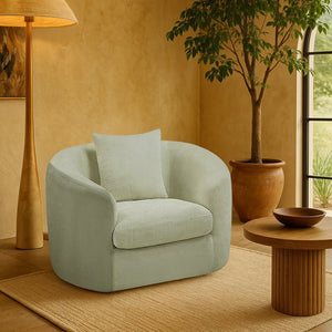 Meridian Furniture Penelope Plush Chenille Accent Chair with Throw Pillows and Solid Wood Frame for Living Rooms Mint 44073Mint-C