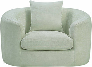 Meridian Furniture Penelope Plush Chenille Accent Chair with Throw Pillows and Solid Wood Frame for Living Rooms Mint 44073Mint-C