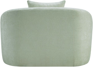 Meridian Furniture Penelope Plush Chenille Accent Chair with Throw Pillows and Solid Wood Frame for Living Rooms Mint 44073Mint-C