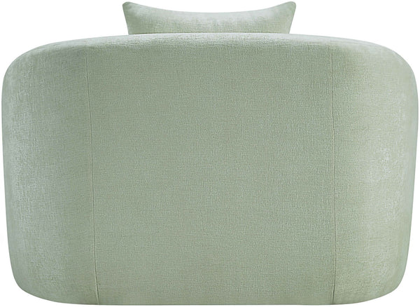 Meridian Furniture Penelope Plush Chenille Accent Chair with Throw Pillows and Solid Wood Frame for Living Rooms Mint 44073Mint-C