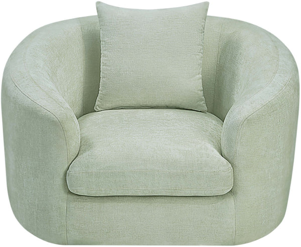 Meridian Furniture Penelope Plush Chenille Accent Chair with Throw Pillows and Solid Wood Frame for Living Rooms Mint 44073Mint-C