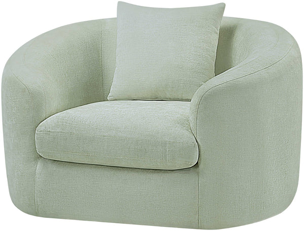 Meridian Furniture Penelope Plush Chenille Accent Chair with Throw Pillows and Solid Wood Frame for Living Rooms Mint 44073Mint-C