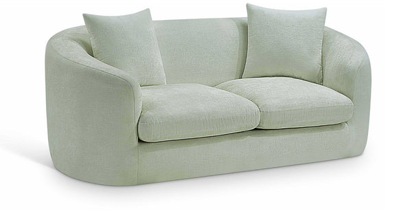Meridian Furniture Penelope Chenille Upholstered Loveseat with Plush Texture Solid Wood Frame Accent Pillows Included Mint 44073Mint-L