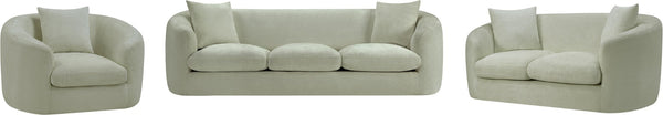 Meridian Furniture Penelope Chenille Upholstered Loveseat with Plush Texture Solid Wood Frame Accent Pillows Included Mint 44073Mint-L