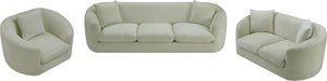 Meridian Furniture Penelope Chenille Upholstered Loveseat with Plush Texture Solid Wood Frame Accent Pillows Included Mint 44073Mint-L