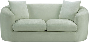Meridian Furniture Penelope Chenille Upholstered Loveseat with Plush Texture Solid Wood Frame Accent Pillows Included Mint 44073Mint-L