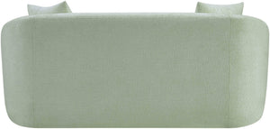 Meridian Furniture Penelope Chenille Upholstered Loveseat with Plush Texture Solid Wood Frame Accent Pillows Included Mint 44073Mint-L