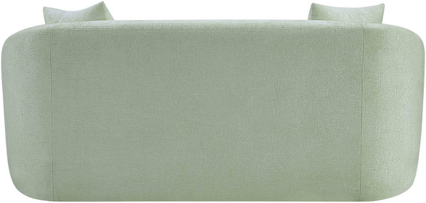 Meridian Furniture Penelope Chenille Upholstered Loveseat with Plush Texture Solid Wood Frame Accent Pillows Included Mint 44073Mint-L