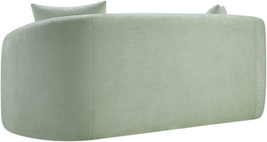 Meridian Furniture Penelope Chenille Upholstered Loveseat with Plush Texture Solid Wood Frame Accent Pillows Included Mint 44073Mint-L