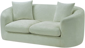 Meridian Furniture Penelope Chenille Upholstered Loveseat with Plush Texture Solid Wood Frame Accent Pillows Included Mint 44073Mint-L