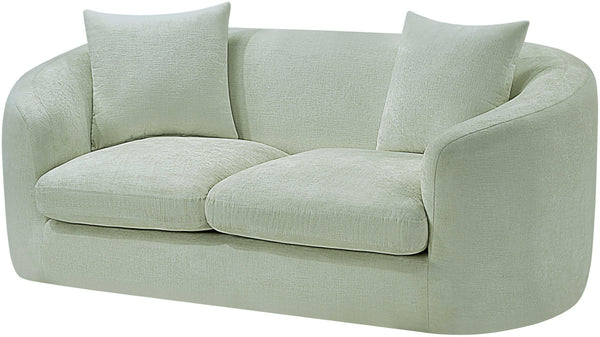 Meridian Furniture Penelope Chenille Upholstered Loveseat with Plush Texture Solid Wood Frame Accent Pillows Included Mint 44073Mint-L