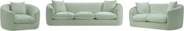 Meridian Furniture Penelope Chenille Upholstered Loveseat with Plush Texture Solid Wood Frame Accent Pillows Included Mint 44073Mint-L