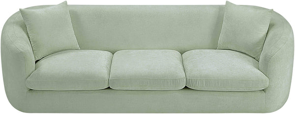 Meridian Furniture Penelope Three Seat Chenille Sofa with Solid Wood Frame for Modern Living Room Comfort Mint 44073Mint-S