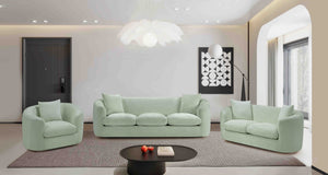 Meridian Furniture Penelope Three Seat Chenille Sofa with Solid Wood Frame for Modern Living Room Comfort Mint 44073Mint-S