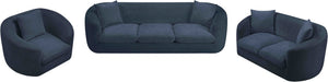 Meridian Furniture Penelope Plush Chenille Accent Chair with Throw Pillows and Solid Wood Frame for Living Rooms Navy 44073Navy-C