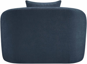 Meridian Furniture Penelope Plush Chenille Accent Chair with Throw Pillows and Solid Wood Frame for Living Rooms Navy 44073Navy-C