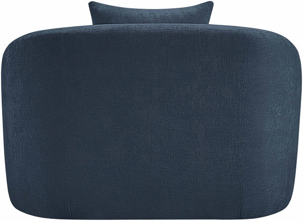 Meridian Furniture Penelope Plush Chenille Accent Chair with Throw Pillows and Solid Wood Frame for Living Rooms Navy 44073Navy-C