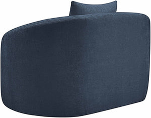 Meridian Furniture Penelope Plush Chenille Accent Chair with Throw Pillows and Solid Wood Frame for Living Rooms Navy 44073Navy-C