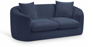 Meridian Furniture Penelope Chenille Upholstered Loveseat with Plush Texture Solid Wood Frame Accent Pillows Included Navy 44073Navy-L