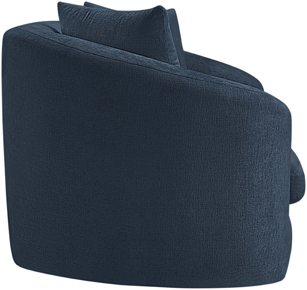 Meridian Furniture Penelope Chenille Upholstered Loveseat with Plush Texture Solid Wood Frame Accent Pillows Included Navy 44073Navy-L