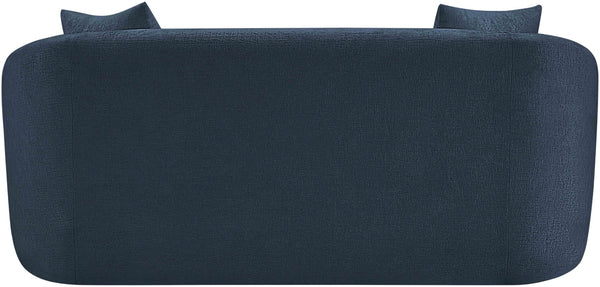 Meridian Furniture Penelope Chenille Upholstered Loveseat with Plush Texture Solid Wood Frame Accent Pillows Included Navy 44073Navy-L