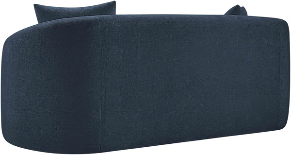 Meridian Furniture Penelope Chenille Upholstered Loveseat with Plush Texture Solid Wood Frame Accent Pillows Included Navy 44073Navy-L