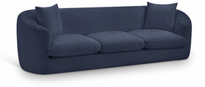 Meridian Furniture Penelope Three Seat Chenille Sofa with Solid Wood Frame for Modern Living Room Comfort Navy 44073Navy-S