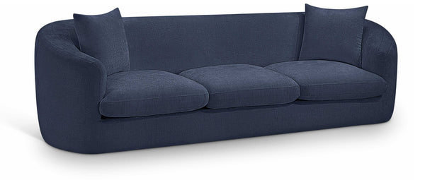 Meridian Furniture Penelope Three Seat Chenille Sofa with Solid Wood Frame for Modern Living Room Comfort Navy 44073Navy-S