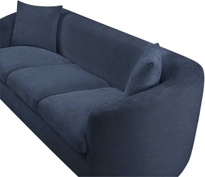 Meridian Furniture Penelope Three Seat Chenille Sofa with Solid Wood Frame for Modern Living Room Comfort Navy 44073Navy-S