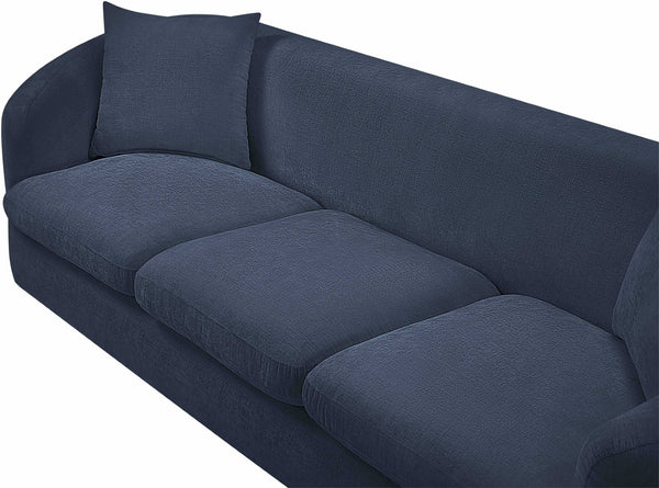 Meridian Furniture Penelope Three Seat Chenille Sofa with Solid Wood Frame for Modern Living Room Comfort Navy 44073Navy-S