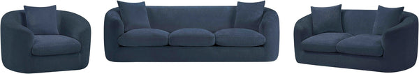 Meridian Furniture Penelope Three Seat Chenille Sofa with Solid Wood Frame for Modern Living Room Comfort Navy 44073Navy-S