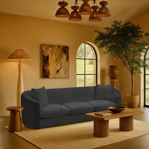 Meridian Furniture Penelope Three Seat Chenille Sofa with Solid Wood Frame for Modern Living Room Comfort Navy 44073Navy-S