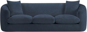 Meridian Furniture Penelope Three Seat Chenille Sofa with Solid Wood Frame for Modern Living Room Comfort Navy 44073Navy-S