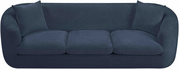 Meridian Furniture Penelope Three Seat Chenille Sofa with Solid Wood Frame for Modern Living Room Comfort Navy 44073Navy-S