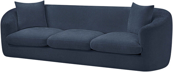 Meridian Furniture Penelope Three Seat Chenille Sofa with Solid Wood Frame for Modern Living Room Comfort Navy 44073Navy-S