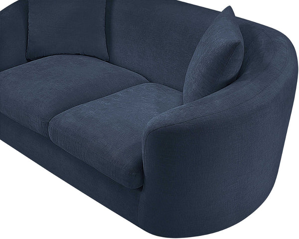 Meridian Furniture Penelope Three Seat Chenille Sofa with Solid Wood Frame for Modern Living Room Comfort Navy 44073Navy-S