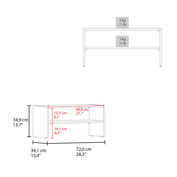 English Elm Shoe Compact 2-Shelf Freestanding Organizer with Scratch-Resistant Melamine Surface for Bedroom Storage White 28.75 L x 15.36 W x 3.15 H B128P375279