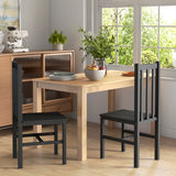 Farmhouse Dining Chairs Set of 2 Slat Back Black Finish