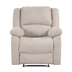 English Elm Modern Fairview Recliner Chair Plush Microfiber Manual Reclining Pillowtop Arms Solid Wood Frame Beige 35 L x 30.5 W x 26.5 H B011P188429