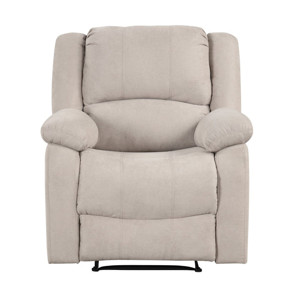 English Elm Modern Fairview Recliner Chair Plush Microfiber Manual Reclining Pillowtop Arms Solid Wood Frame Beige 35 L x 30.5 W x 26.5 H B011P188429