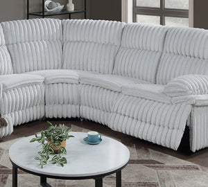 English Elm Light Light Gray Fur Corduroy U-Shaped Sectional Sofa with Console Cup Holders, Storage & Dual Recliners B011S01739