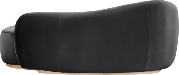 Meridian Furniture Gustavo Art Deco Velvet Chaise Lounge with Sculptural Curves and Solid Wood Base Black 44081Black-Chaise